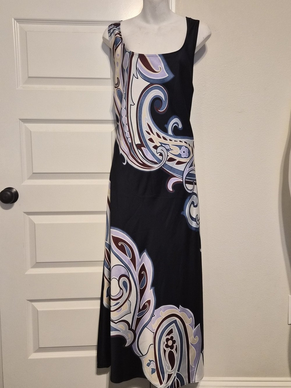 Ann Taylor Navy Paisley Print Scoop Neck Lined NWOT Maxi Dress Lined Size 18